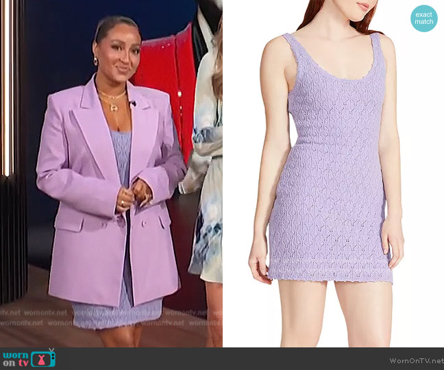 WornOnTV: Adrienne’s lilac crochet mini dress on E! News | Adrienne ...