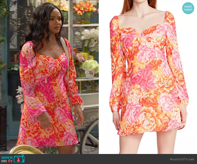 Steve Madden Nicole Long Sleeve Minidress worn by Chanel Dupree (Raven Bowens) on Days of our Lives