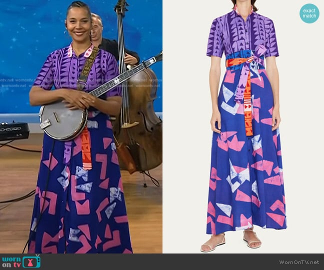 Studio 189 Mandarin Collar Multi-Pattern Batik Shirtdress worn by Rhiannon Giddens on Today