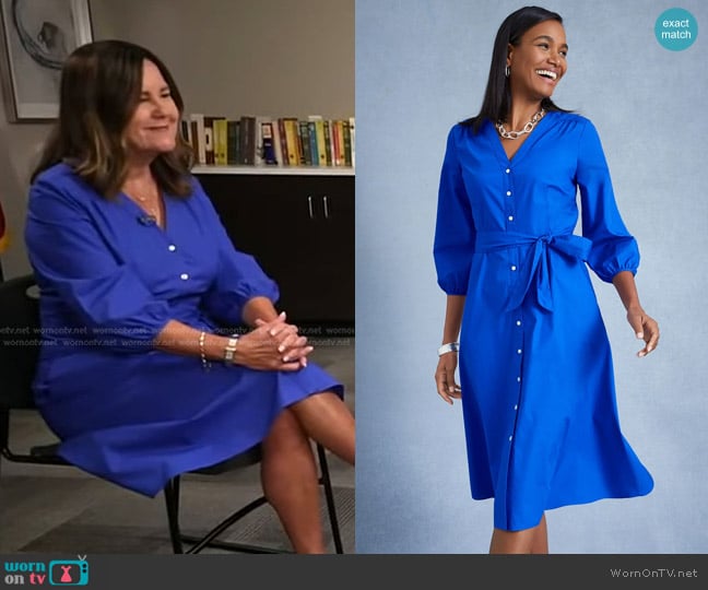 Talbots Poplin Fit & Flare Shirtdress worn by Karen Pence on Good Morning America