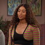 Talia’s striped cropped crochet cardigan on Days of our Lives