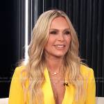 Tamra Judge’s yellow blazer dress and heel sandals on E! News