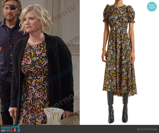 Ted Baker Dabney Floral Puff Sleeve High-Low Dress worn by Kayla Brady (Mary Beth Evans) on Days of our Lives