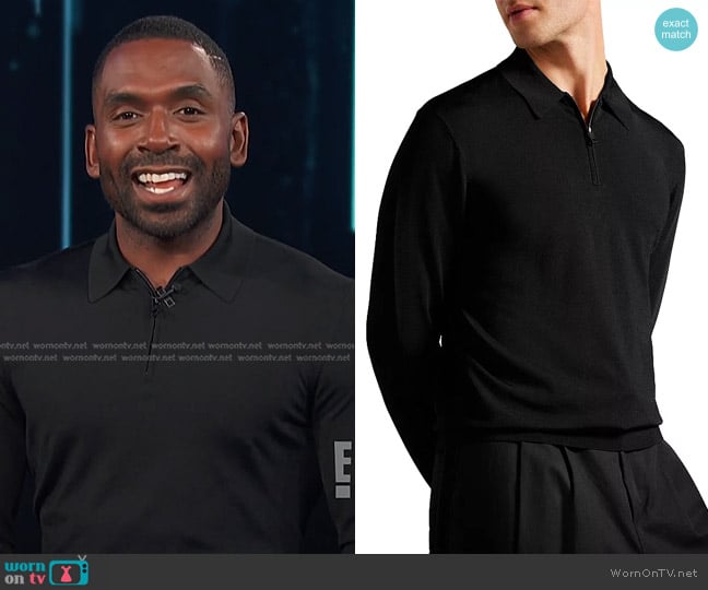 Ted Baker Viba Half Zip Polo Sweater worn by Justin Sylvester on E! News