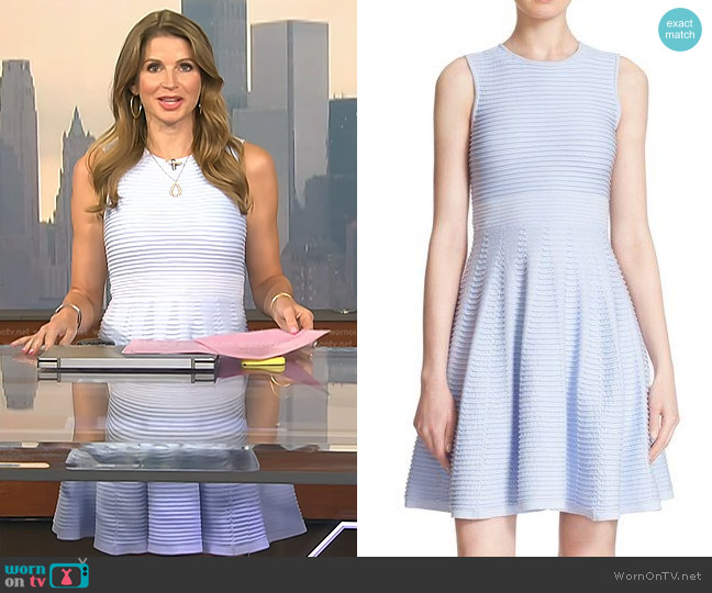 Ted Baker Nadyne Ottomoan Knit Fit & Flare Dress in Pale Blue worn by Jen Maxfield on Today