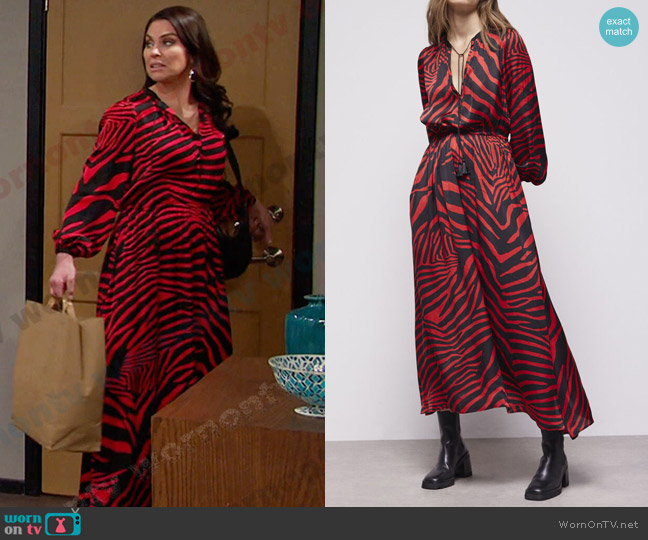 The Kooples Printed Satin Dress worn by Chloe Lane (Nadia Bjorlin) on Days of our Lives