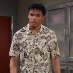 Theo’s ivory floral print shirt on Days of our Lives