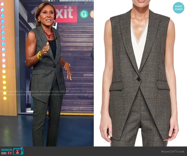 Theory Flavio Torrey Check Vest  worn by Robin Roberts on Good Morning America