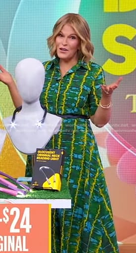 Tory Johnson’s green tie dye shirtdress on Good Morning America