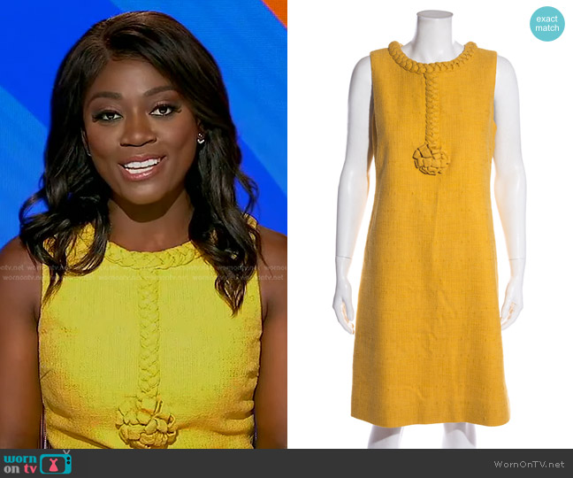 WornOnTV: Faith Abubéy’s yellow braided trim dress on Good Morning ...