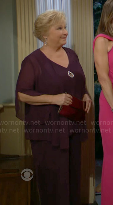 Traci's purple outfit at Ashley and Tuckers wedding on The Young and the Restless