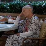 Tracy’s black and white printed kaftan on General Hospital