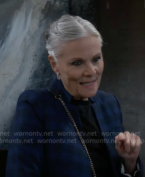 Tracy's blue checked blazer on General Hospital