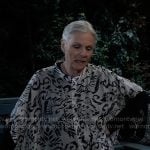 Tracy’s black and white printed kaftan on General Hospital