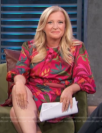 Alison Triessl's pink floral print dress on Access Hollywood