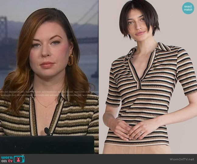 Trina Turk Striped Polo worn by Kate Rogers on NBC News Daily