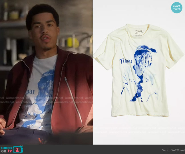 Urban Outfitters Tupac Me Against The World Tee worn by Andre Johnson, Jr. (Marcus Scribner) on Grown-ish