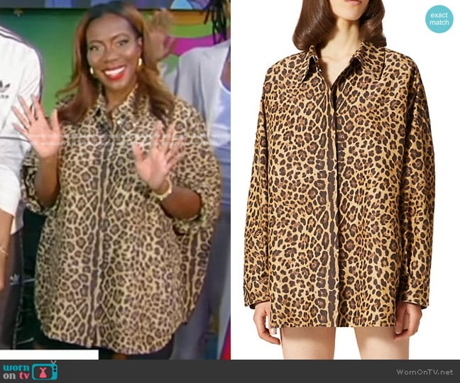 Valentino Giubbino Cheetah Print Shirt worn by Tiffany Reid on Good Morning America