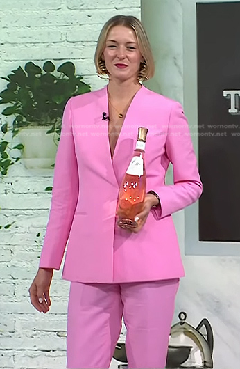 Vanessa Price's pink lapelless blazer and pants on Today