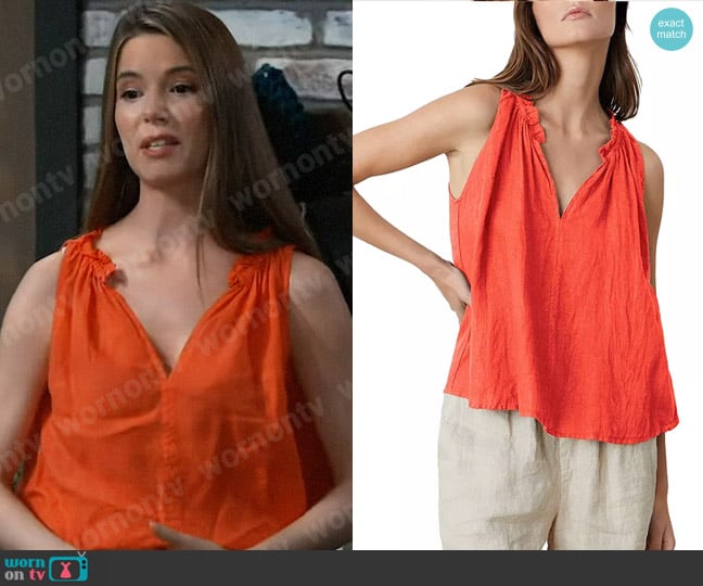 Velvet by Graham & Spencer Zoey Tank in Crimson worn by Molly Lansing-Davis (Brooke Anne Smith) on General Hospital