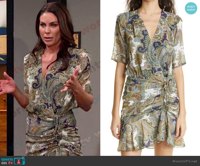 Veronica Beard Dakota Paisley Silk Minidress worn by Chloe Lane (Nadia Bjorlin) on Days of our Lives