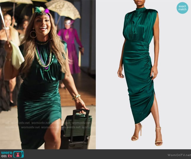 Veronica Beard Kendall Shirred Sleeveless Dress worn by  on The Real Housewives Ultimate Girls Trip