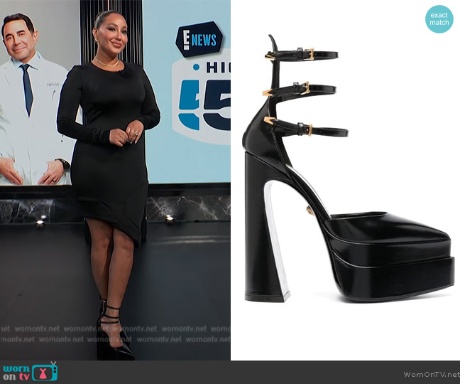 Versace Aevitas 160mm platform pumps worn by Adrienne Houghton on E! News