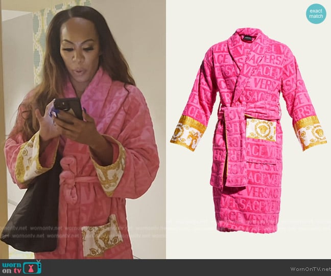 Versace Barocco Sleeve Robe worn by Sanya Richards-Ross on The Real Housewives of Atlanta