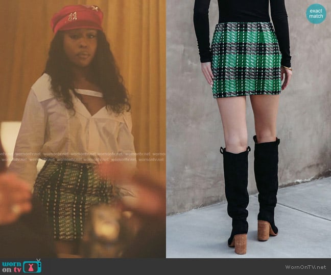 Vici Britney Plaid Woven Mini Skirt worn by Jemma St. John (Judae'a) on The Chi