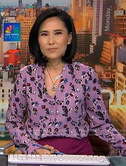 Vicky's purple floral blouse on NBC News Daily