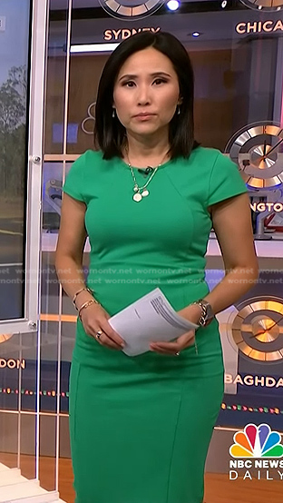 Vicky's green cap sleeve dress on NBC News Daily