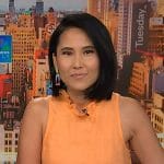 Vicky’s orange ruffle neck top on NBC News Daily