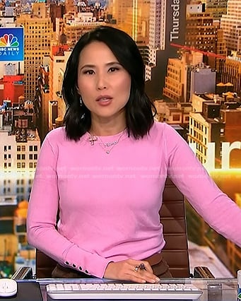 Vicky’s pink button sleeve sweater on NBC News Daily