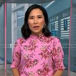 Vicky’s pink floral blouse and scalloped trim pants on NBC News Daily