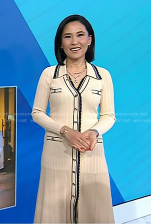 Vicky’s ivory contrast trim ribbed dress on Today