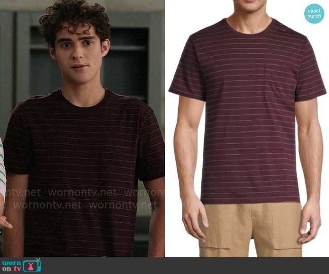 Ricky’s burgundy striped t-shirt on High School Musical The Musical The Series