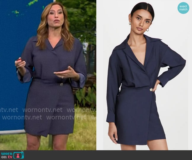 Vince Shaped Collar Wrap Dress worn by Stephanie Abrams on CBS Mornings