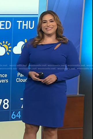 Violeta Yas's blue cutout twist dress on NBC News Daily