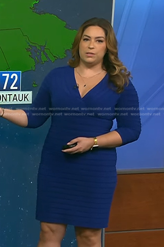 Violeta Yas's blue ribbed dress on NBC News Daily