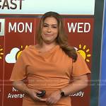 Violeta Yas’s orange cowl neck dress on NBC News Daily