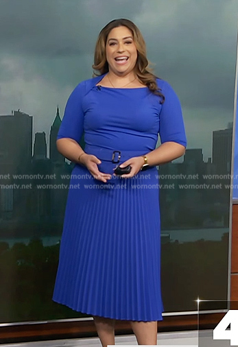 Violetta's blue belted dress on NBC News Daily