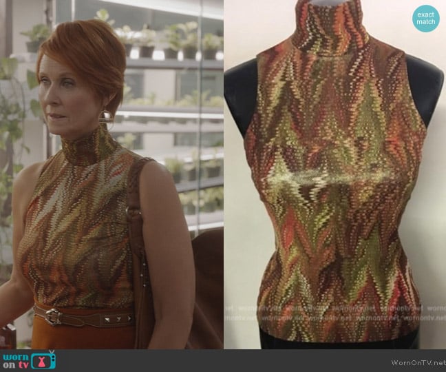 Vivienne Tam Mesh Sleeveless Tank worn by Miranda Hobbs (Cynthia Nixon) on And Just Like That