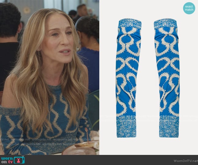 Vivienne Westwood Squiggle Arm Warmers worn by Carrie Bradshaw (Sarah Jessica Parker) on And Just Like That