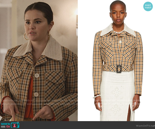 WornOnTV: Mabel’s beige check cropped jacket on Only Murders in the ...