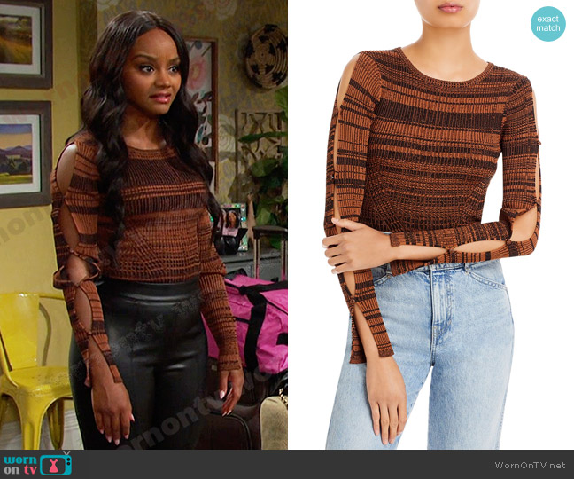 WornOnTV: Chanel's brown striped cutout top on Days of our Lives, Raven  Bowens