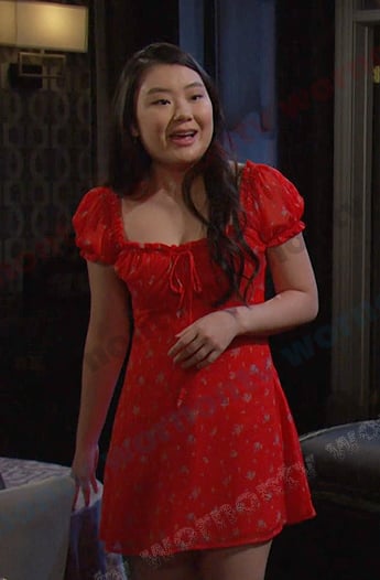 Wendy's red floral mini dress on Days of our Lives