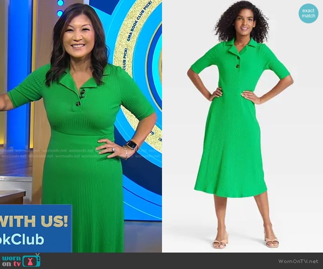 Who What Wear Polo Ribbed Dress worn by Juju Chang on Good Morning America