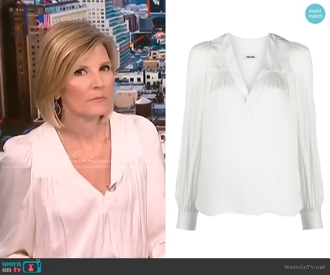 Zadig & Voltaire V-neck Ruched Blouse worn by Kate Snow on NBC News Daily