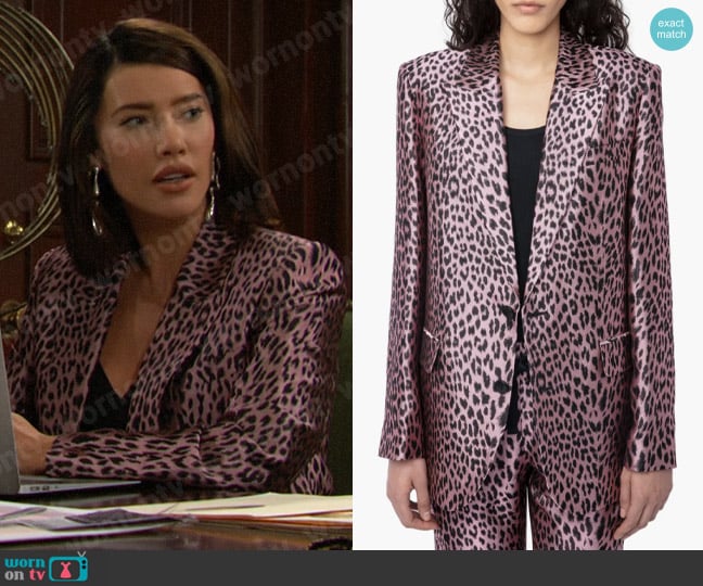 Zadig & Voltaire Leopard Jacquard Blazer worn by Steffy Forrester (Jacqueline MacInnes Wood) on The Bold and the Beautiful