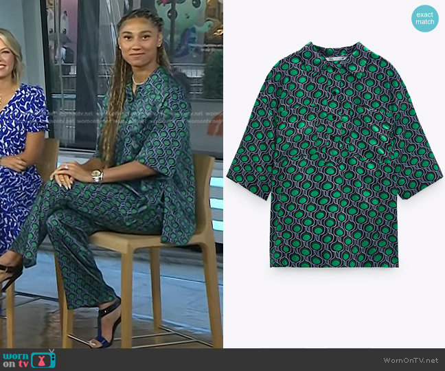 WornOnTV: Ally’s green print top and pants on Today | Ally Love ...